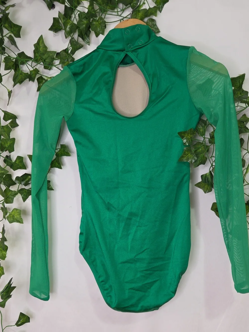 Weissman. Green Mesh-Trim Bodysuit. Used For Marvel Hulk Dance. Size LC. EUC